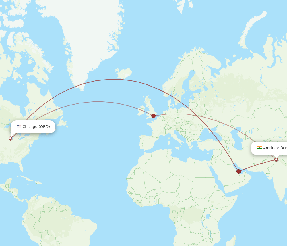 ORD-ATQ flight routes