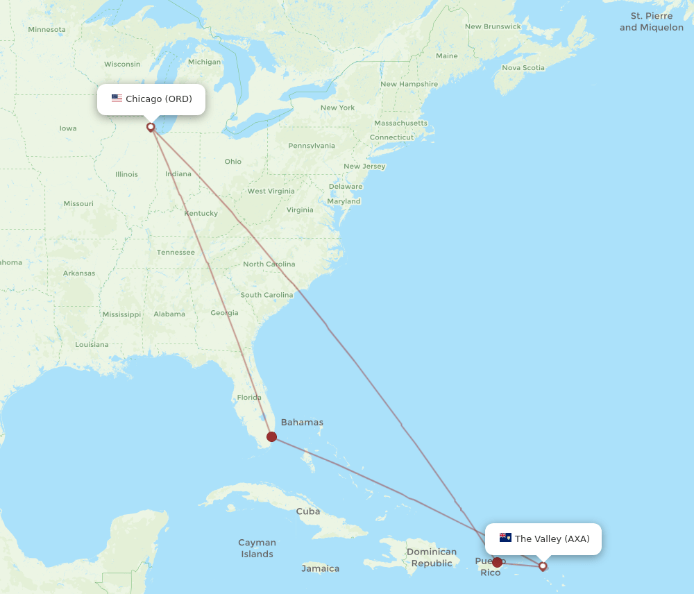 ORD-AXA flight routes