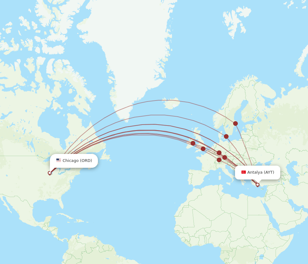 ORD-AYT flight routes