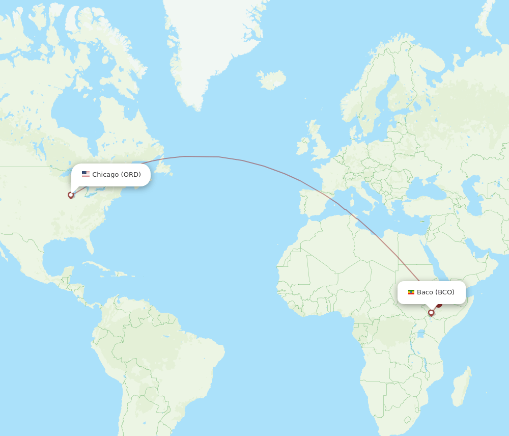 ORD to BCO flights and routes map