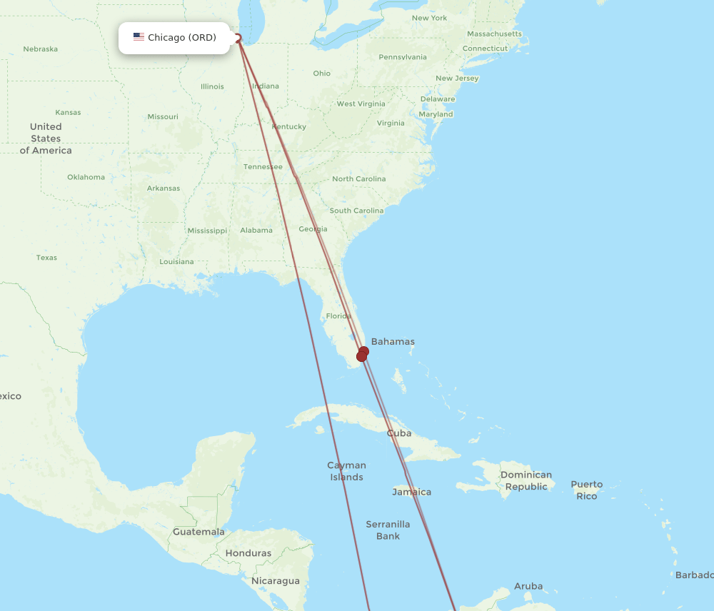 ORD-BGA flight routes