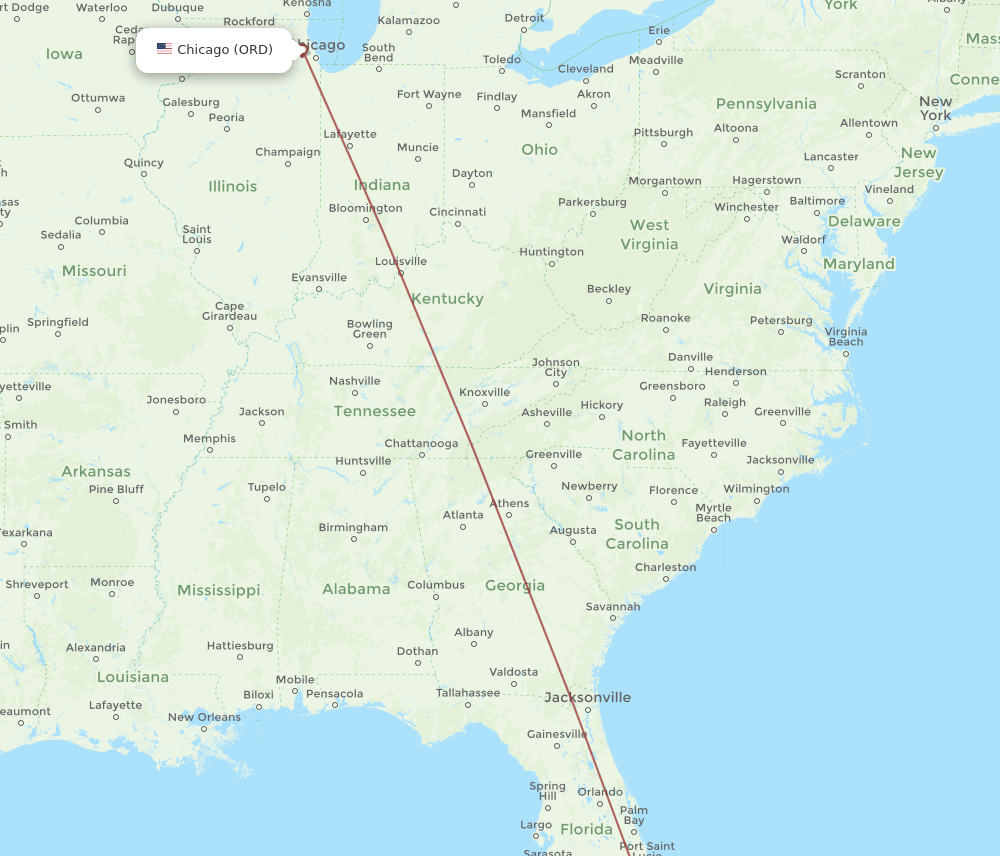 ORD-BIM flight routes