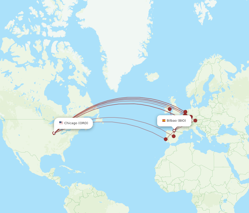 ORD-BIO flight routes