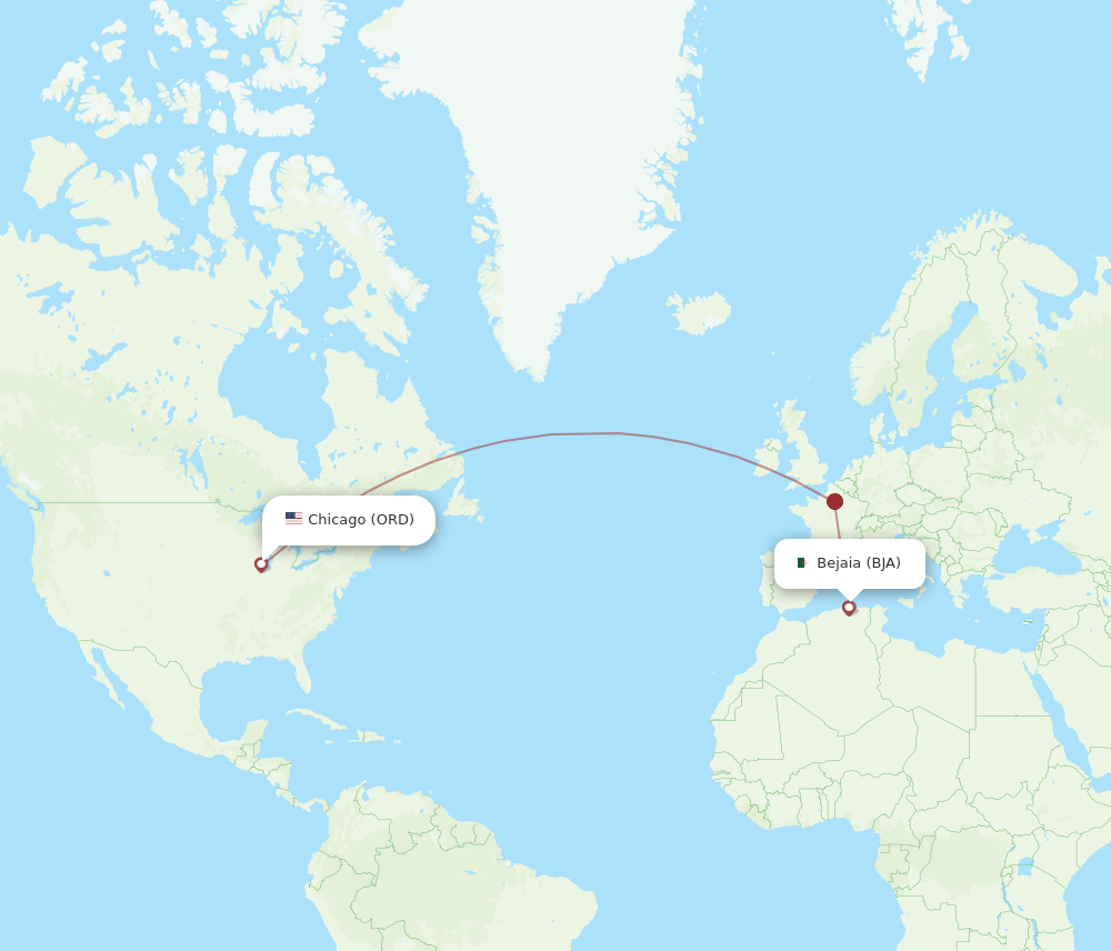 ORD-BJA flight routes