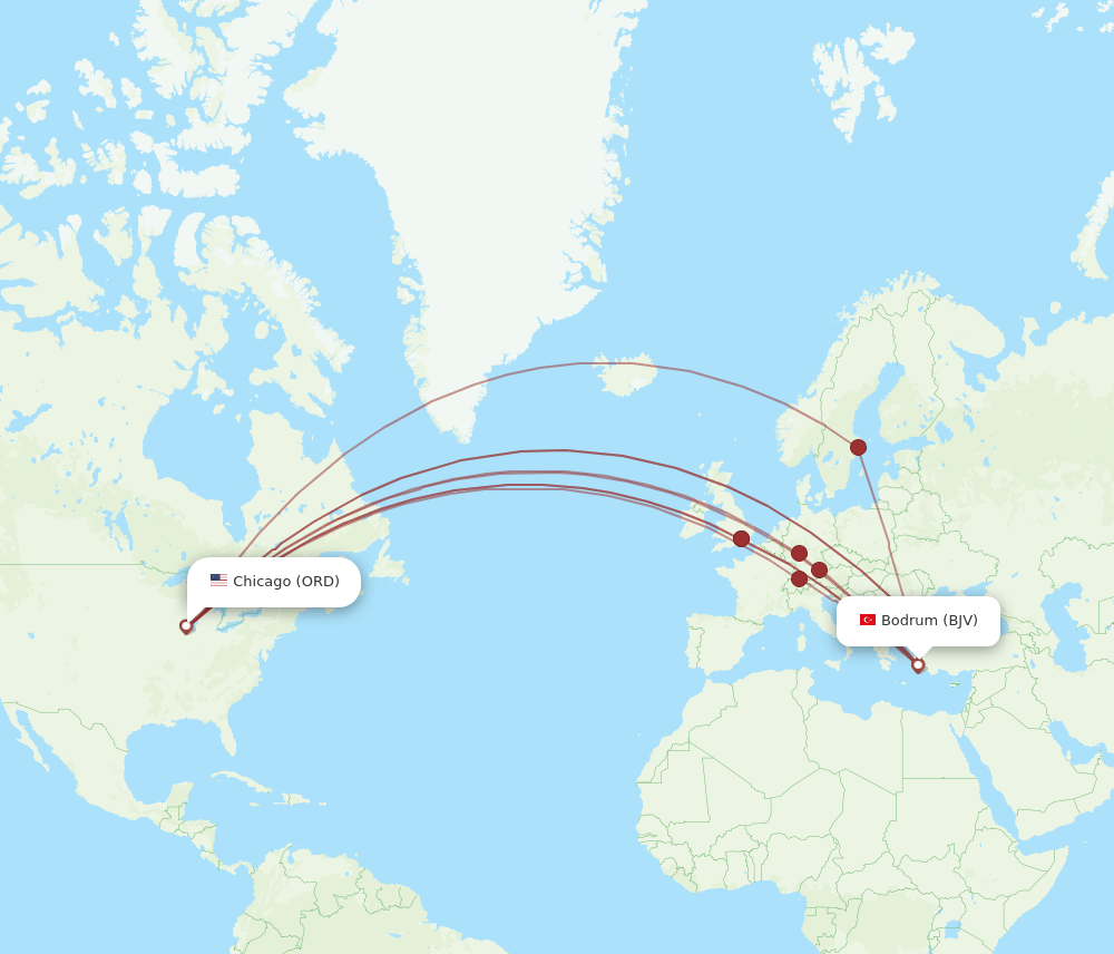 ORD-BJV flight routes