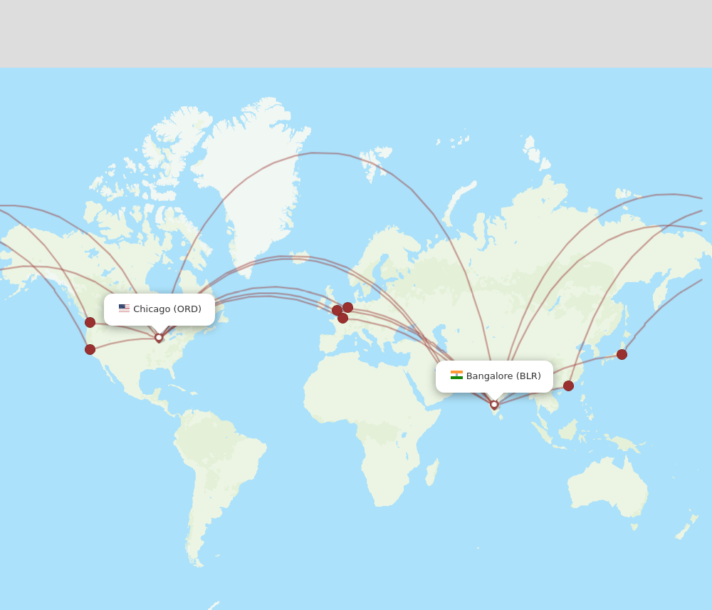 ORD to BLR flights and routes map