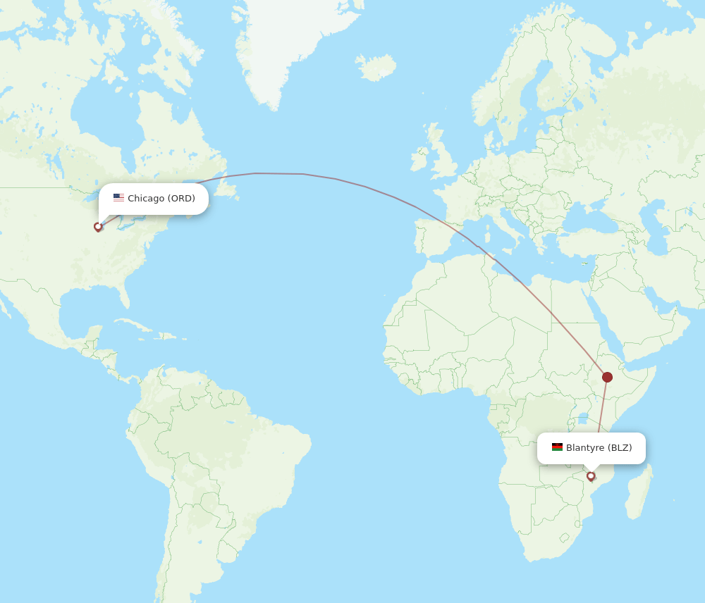 ORD-BLZ flight routes
