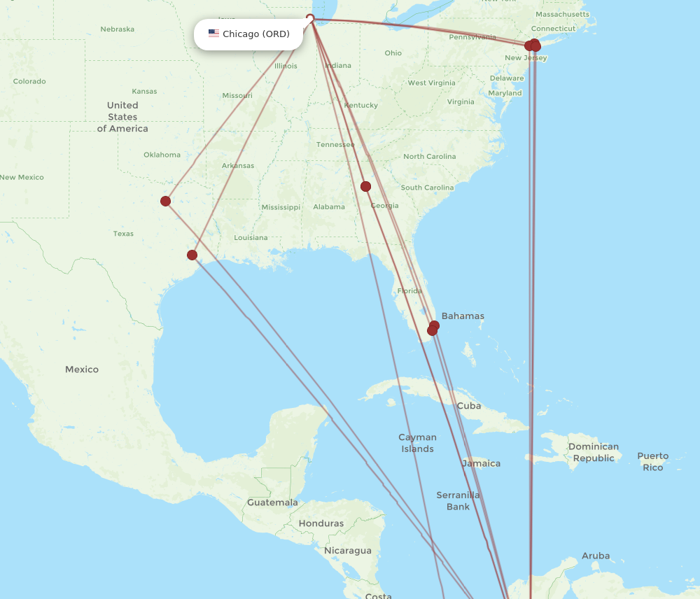 ORD to BOG flights and routes map