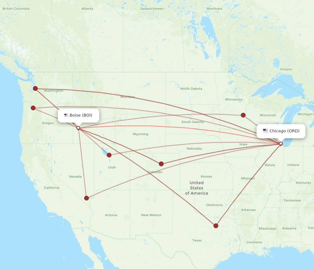 ORD-BOI flight routes