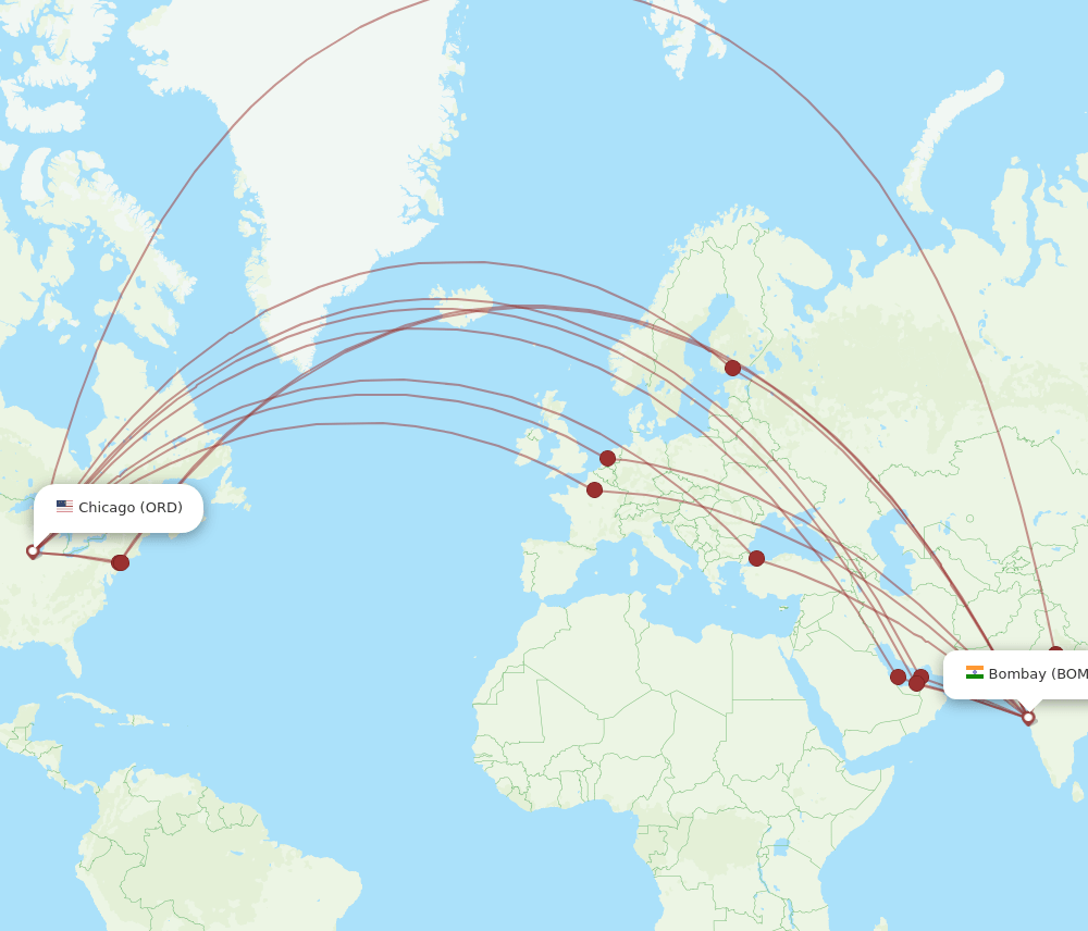 ORD-BOM flight routes