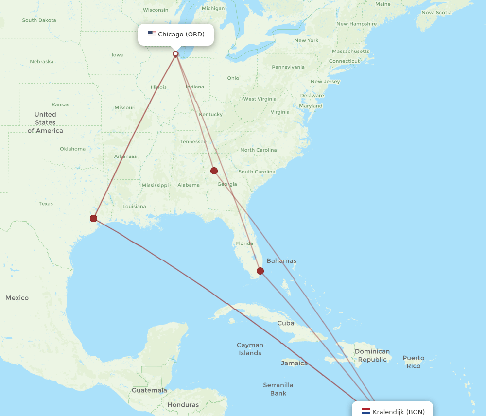 ORD-BON flight routes