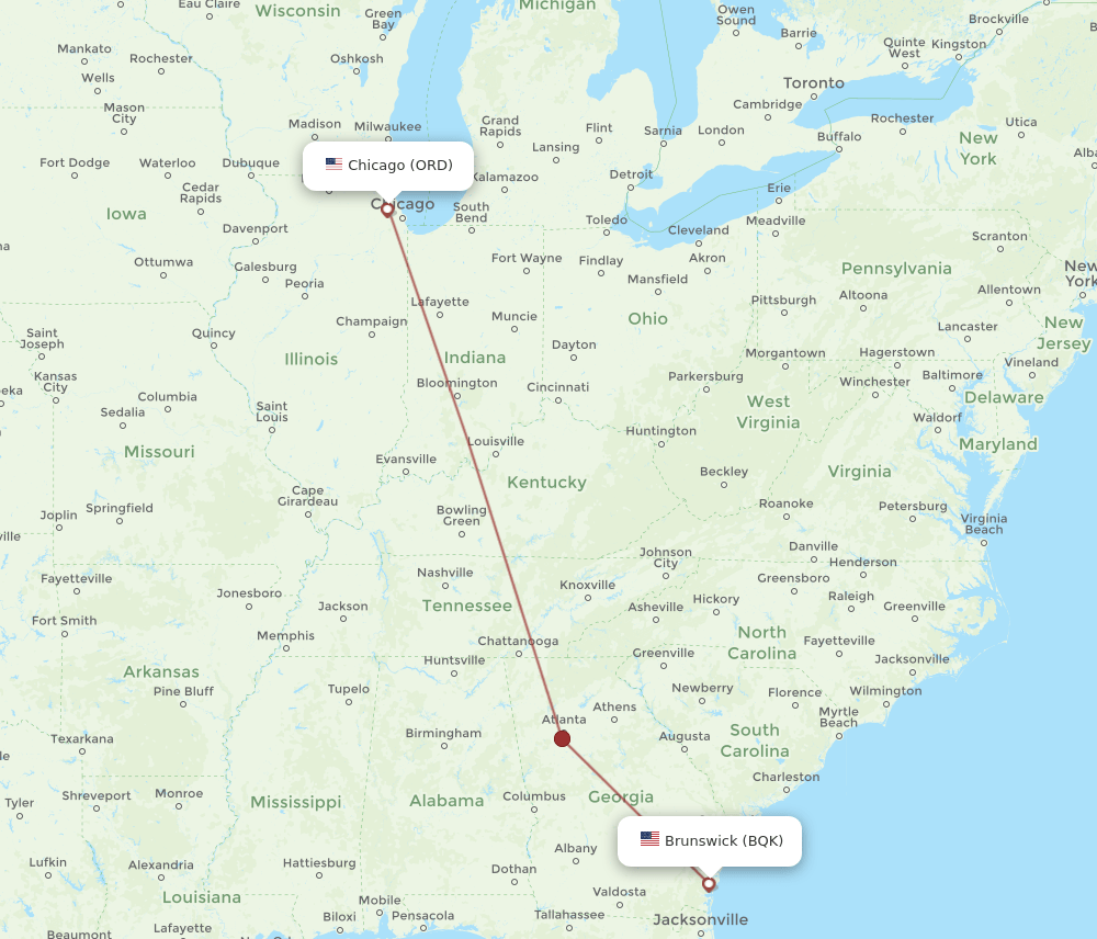 ORD-BQK flight routes