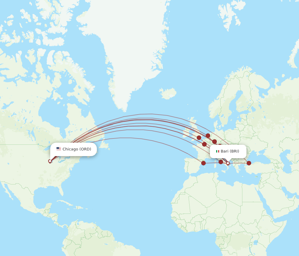 ORD-BRI flight routes