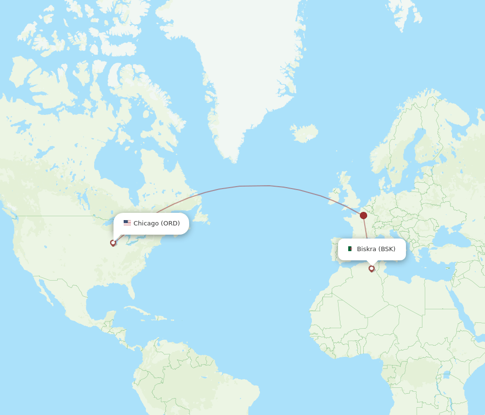 ORD-BSK flight routes