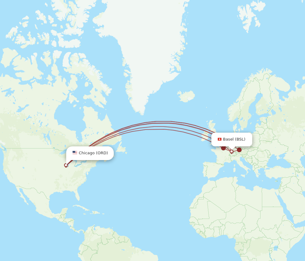 ORD to BSL flights and routes map