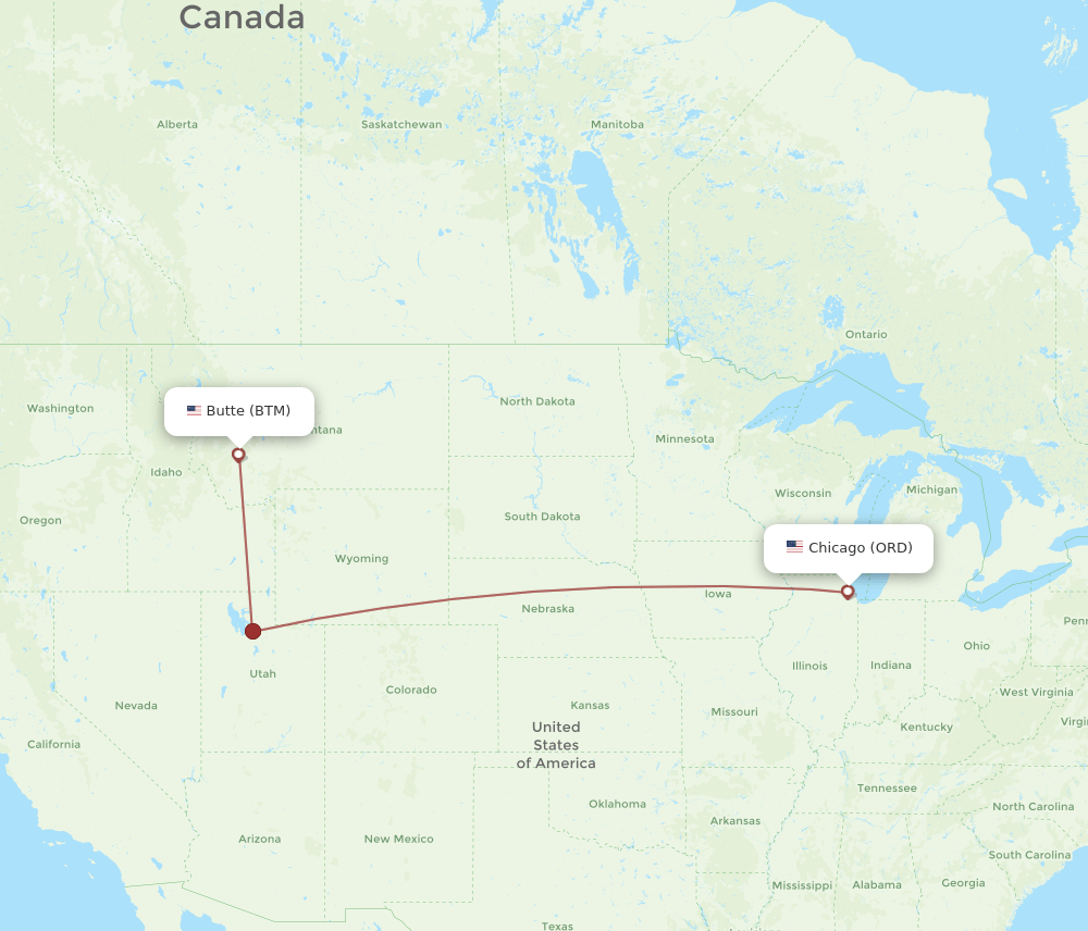 ORD-BTM flight routes