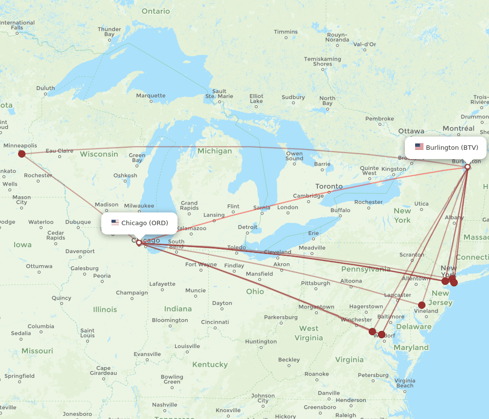 ORD-BTV flight routes