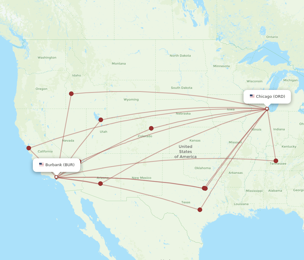 ORD-BUR flight routes