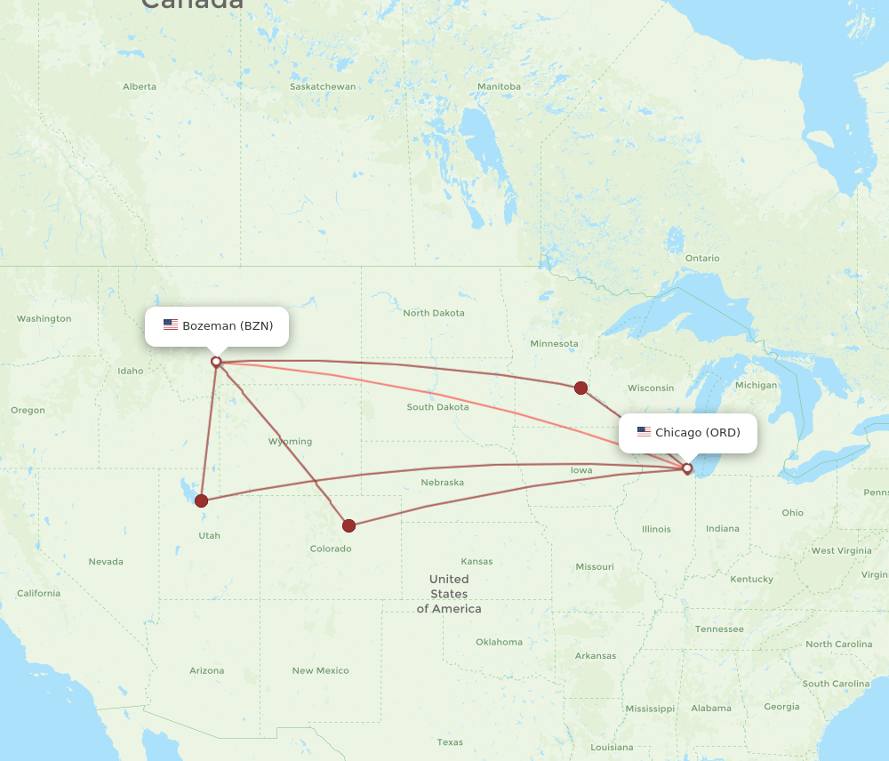 ORD-BZN flight routes