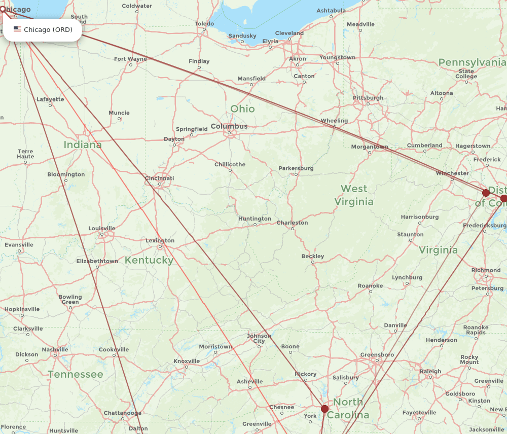 ORD to CAE flights and routes map