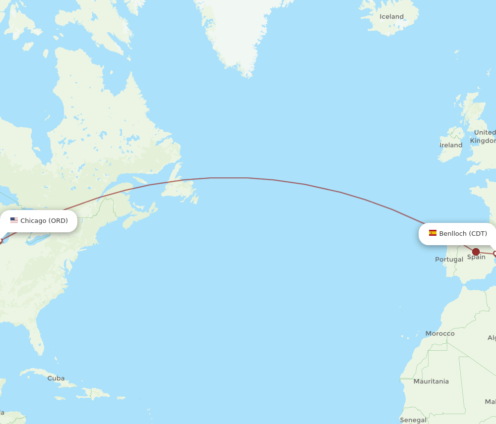 ORD-CDT flight routes