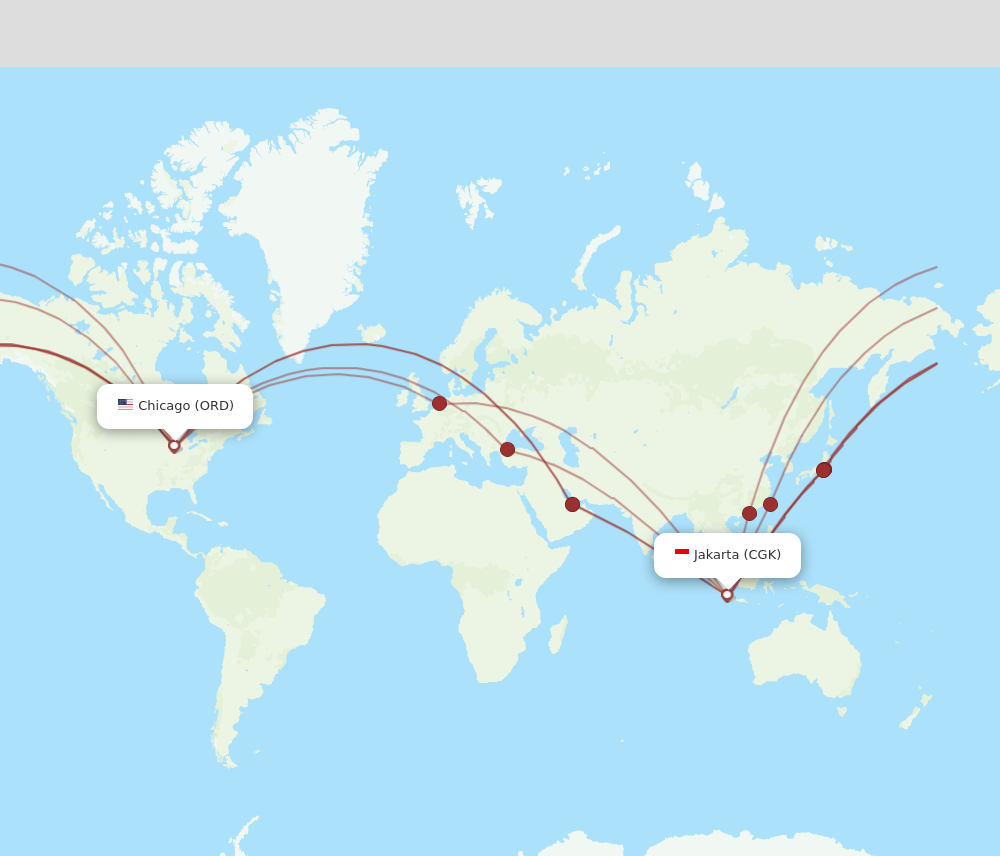 ORD to CGK flights and routes map