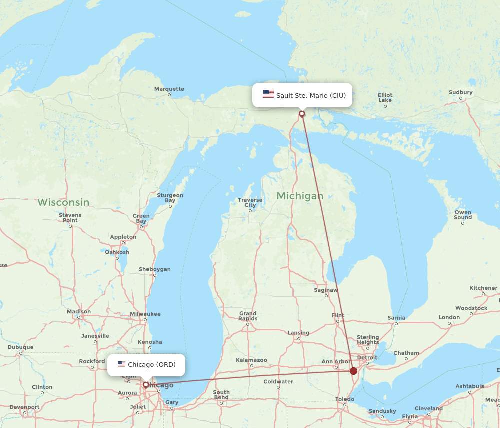 ORD-CIU flight routes