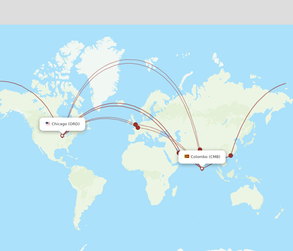 ORD-CMB flight routes