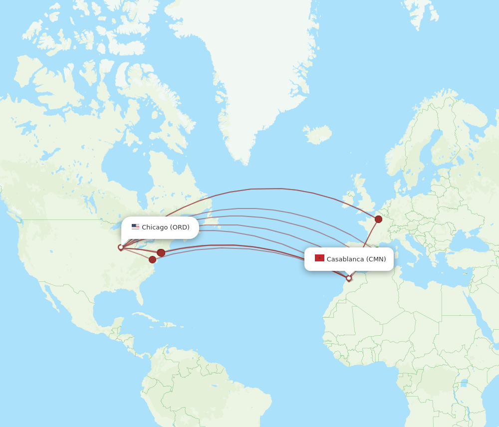 ORD-CMN flight routes