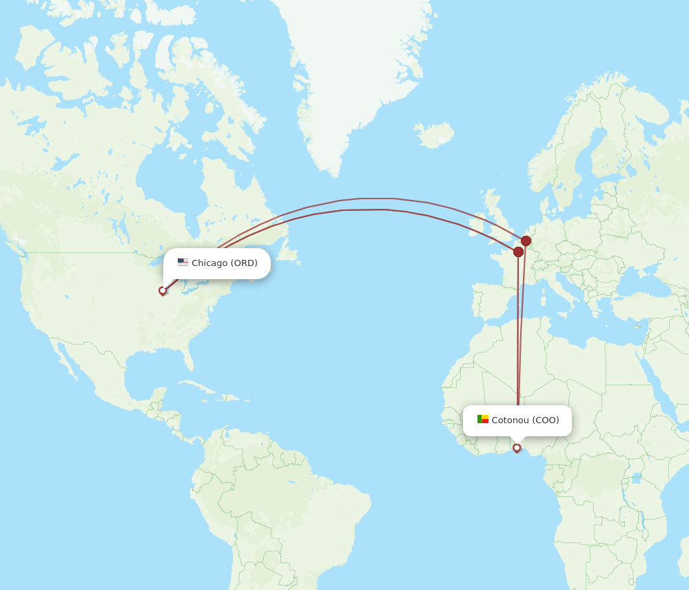 ORD-COO flight routes