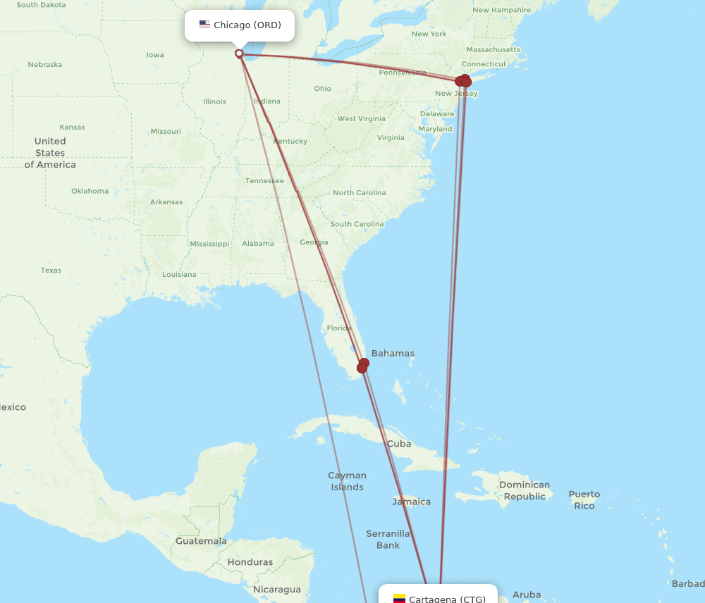 ORD-CTG flight routes