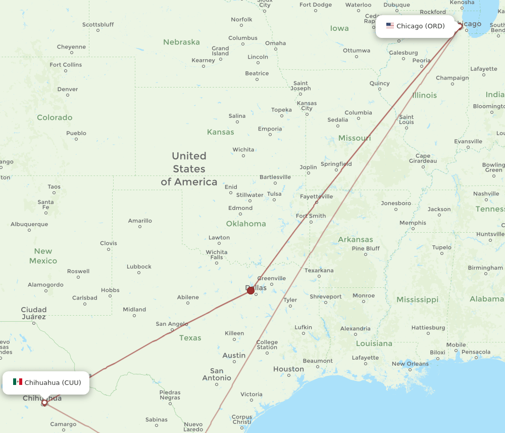 ORD-CUU flight routes