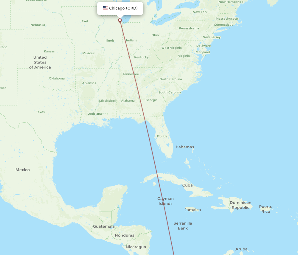 ORD-DAV flight routes