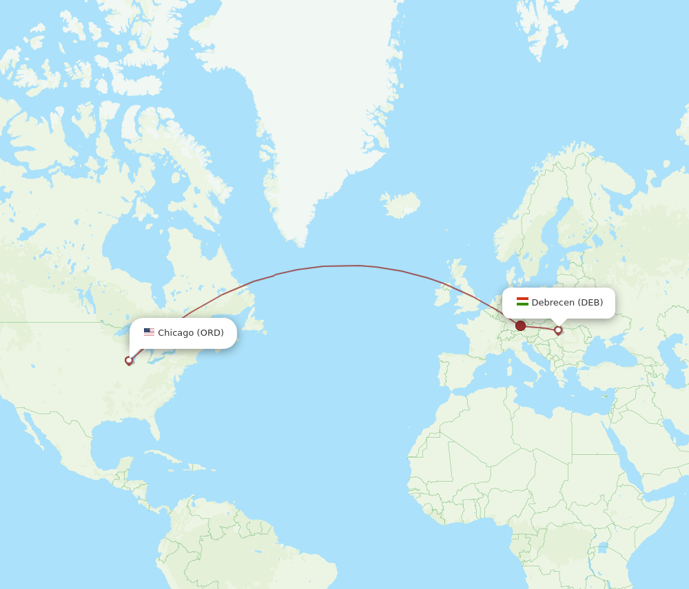 ORD-DEB flight routes