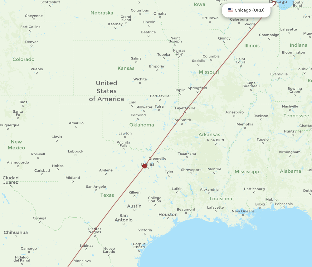 ORD-DGO flight routes