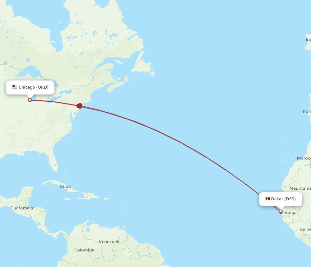 ORD to DSS flights and routes map