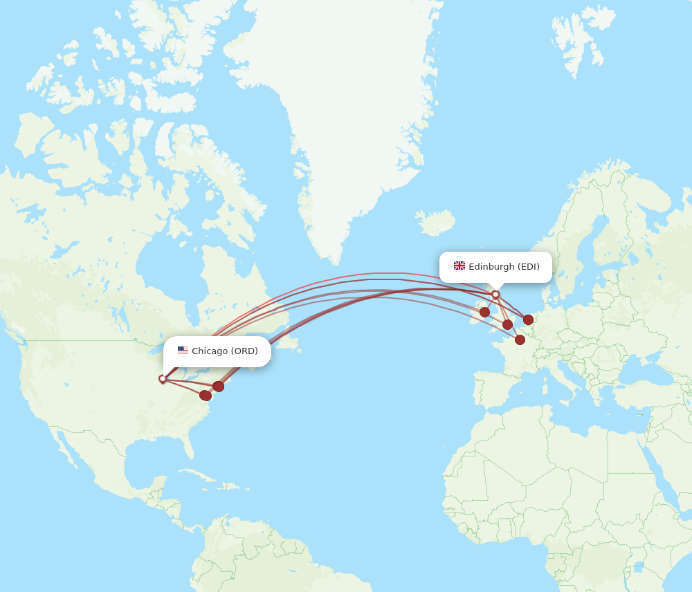 ORD to EDI flights and routes map