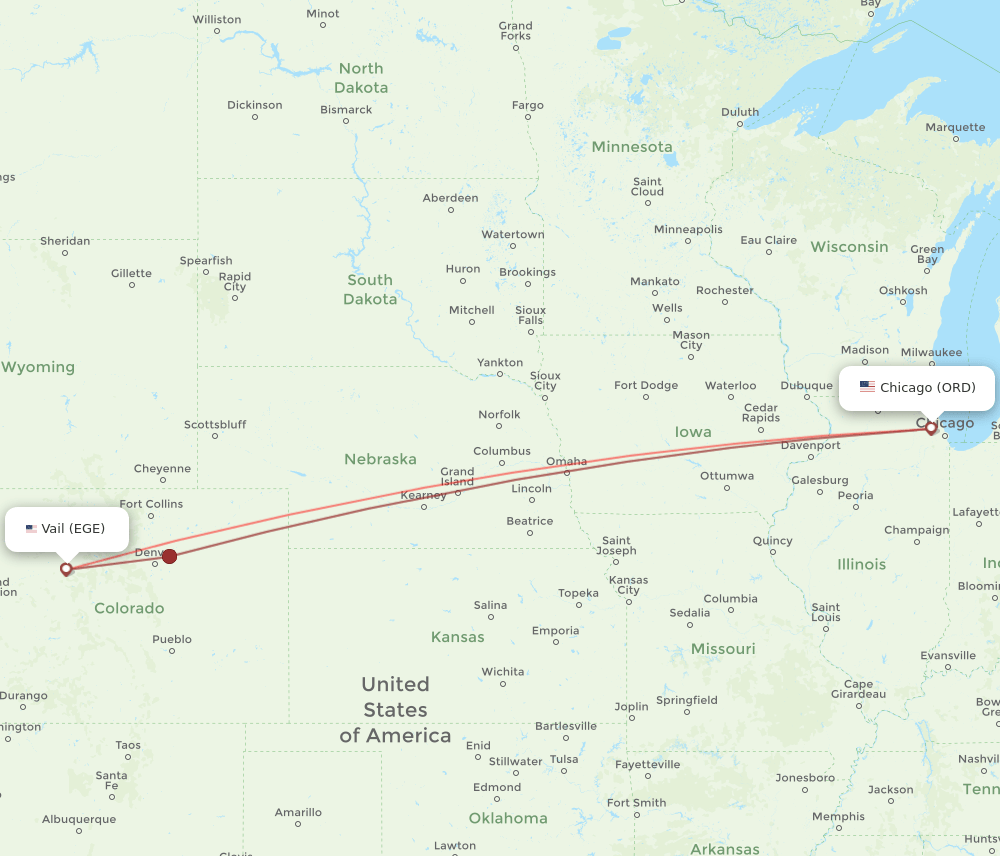 ORD-EGE flight routes