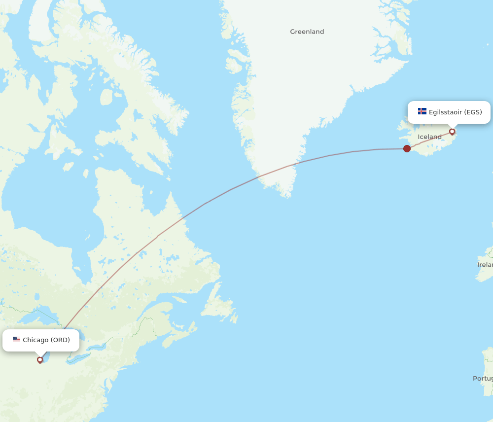 ORD-EGS flight routes