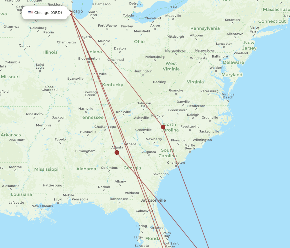 ORD to ELH flights and routes map