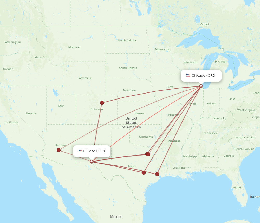 ORD-ELP flight routes