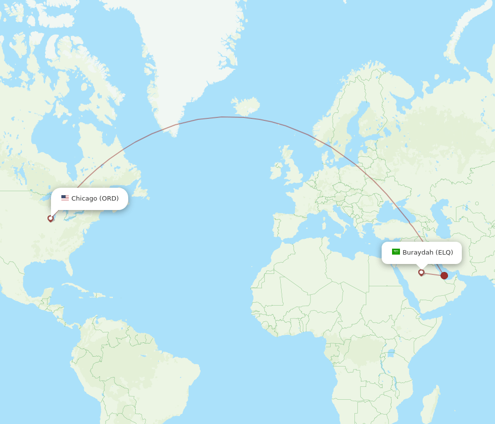 ORD-ELQ flight routes