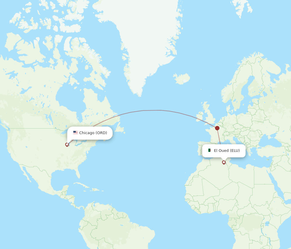 ORD-ELU flight routes