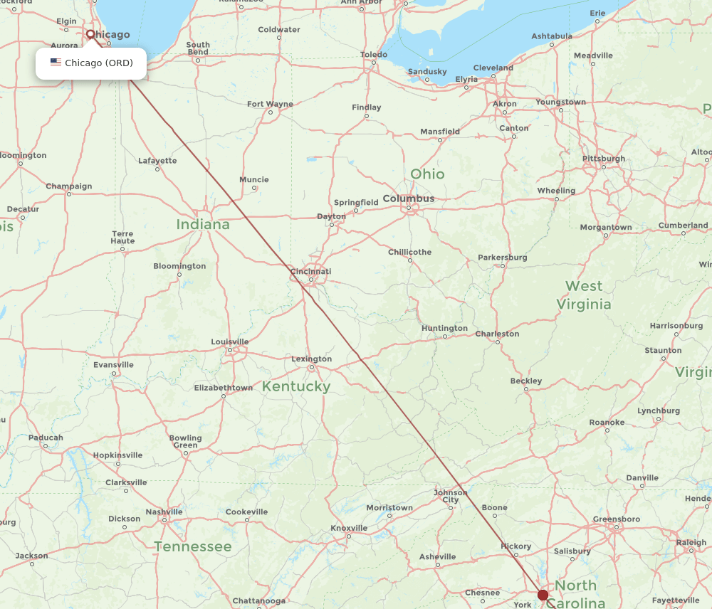 ORD to FLO flights and routes map