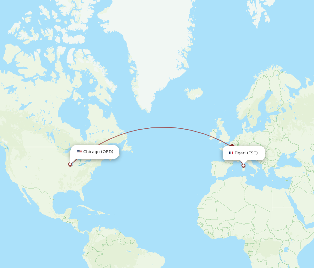 ORD-FSC flight routes