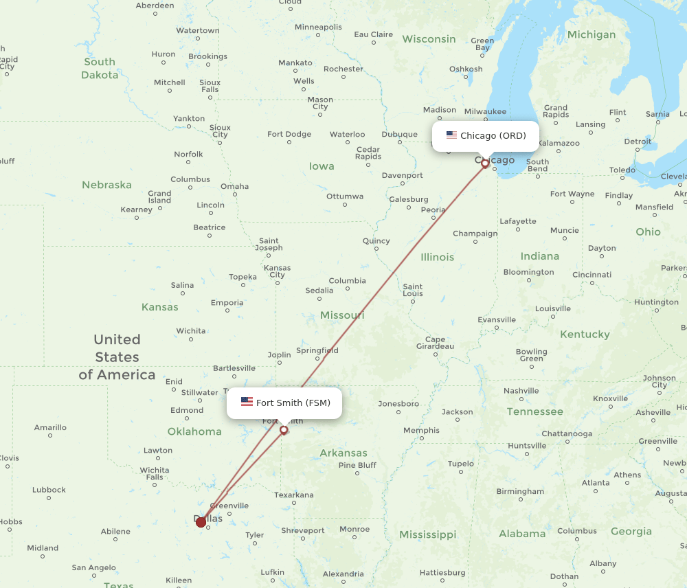 ORD-FSM flight routes