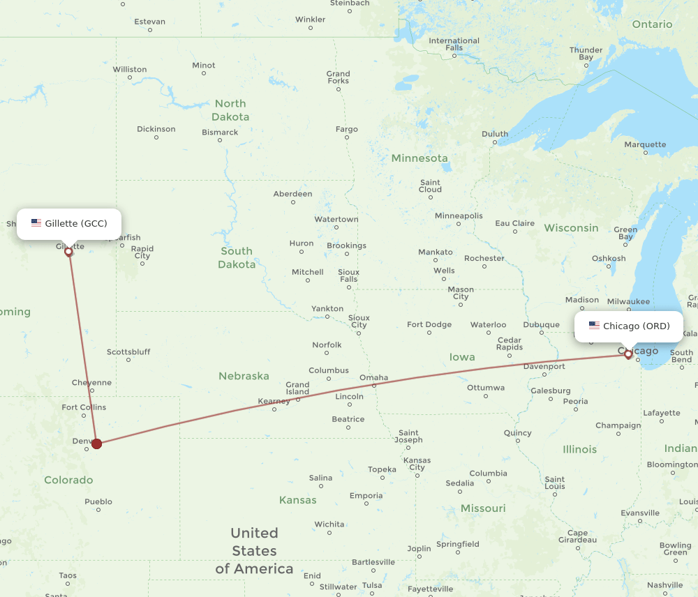 ORD-GCC flight routes