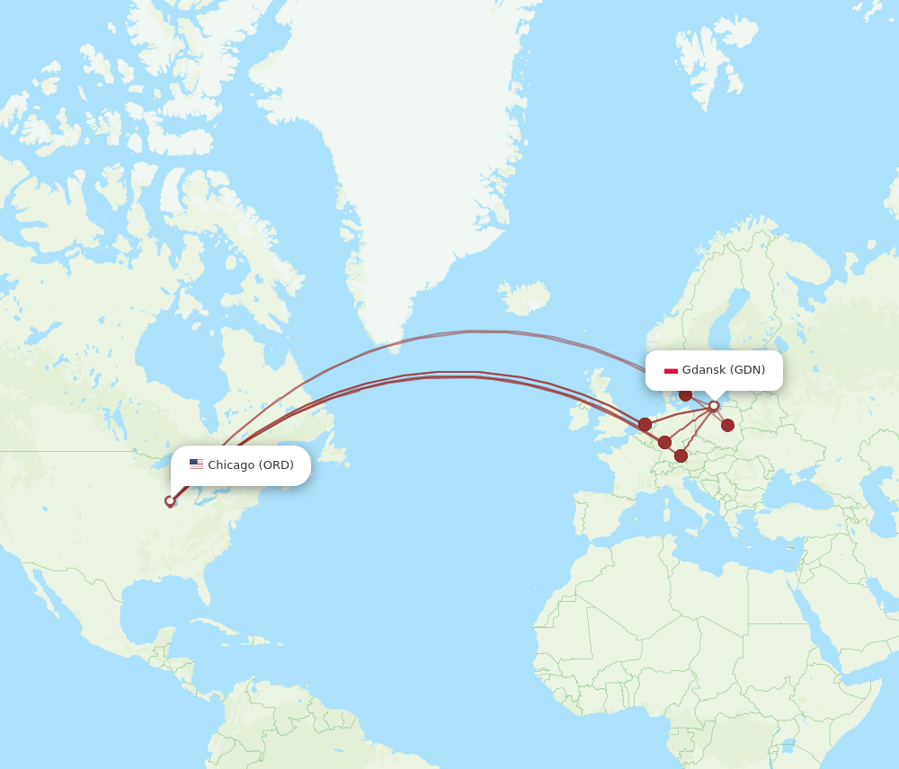 ORD-GDN flight routes