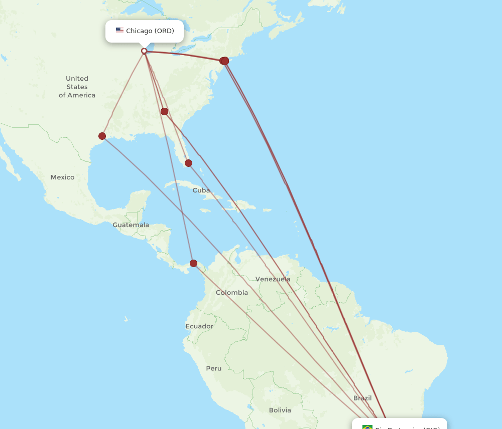 ORD-GIG flight routes
