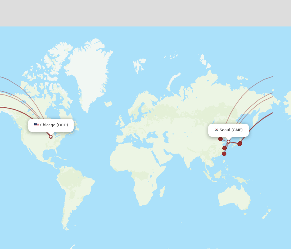 ORD to GMP flights and routes map